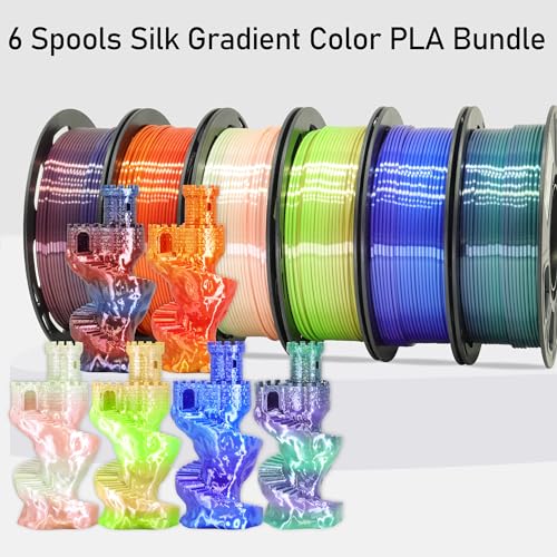 MIKA3D 6 Spools Color Change Silk PLA Filament Bundle