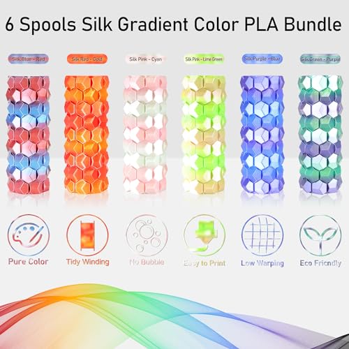 MIKA3D 6 Spools Color Change Silk PLA Filament Bundle