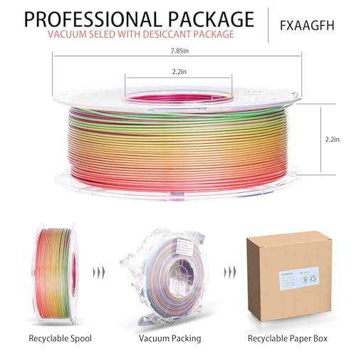 Rainbow PLA+ 3D Printer Filament 1.75mm, Matte Finish