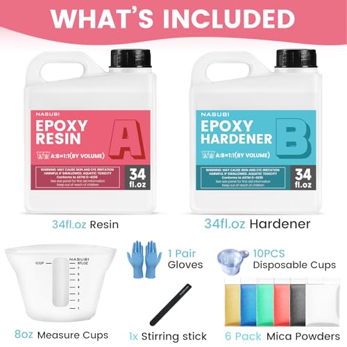 NASUBI Crystal Clear Epoxy Resin Kit - 68OZ
