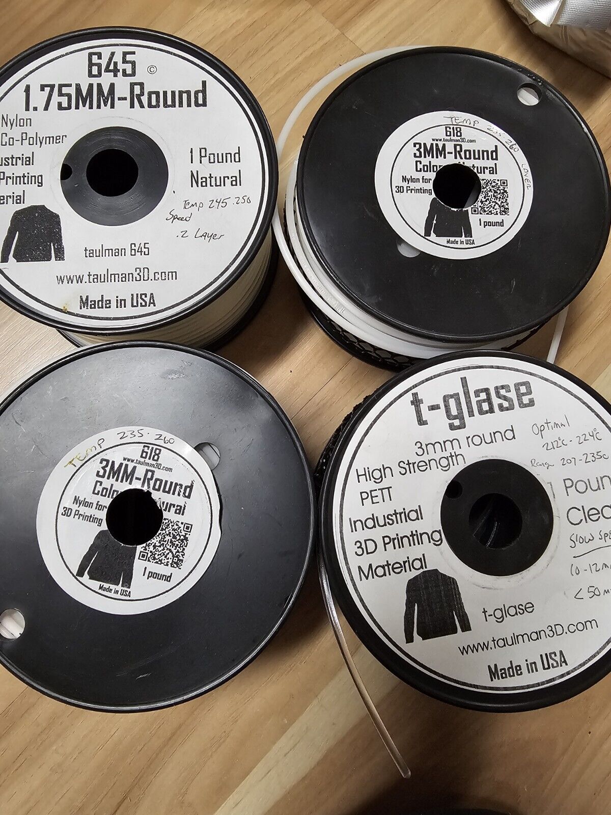 3D Printing Filament: 4 Rolls Nylon & PETT