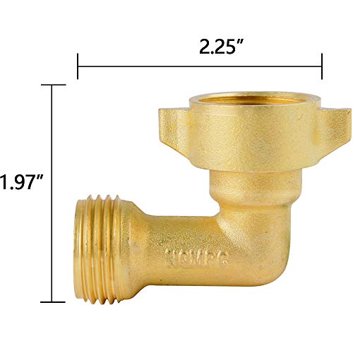 Solid Brass 90 Degree Garden Hose Connector Set