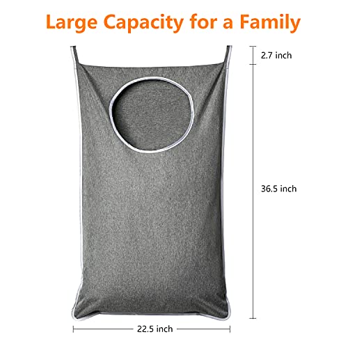 ANSTROUT XL Hanging Laundry Hamper with Hooks, Grey