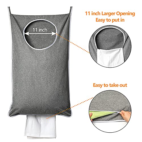ANSTROUT XL Hanging Laundry Hamper with Hooks, Grey