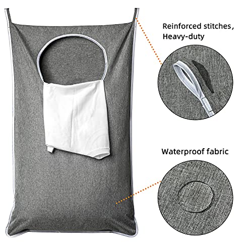 ANSTROUT XL Hanging Laundry Hamper with Hooks, Grey