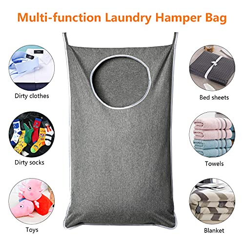 ANSTROUT XL Hanging Laundry Hamper with Hooks, Grey