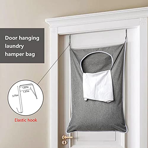 ANSTROUT XL Hanging Laundry Hamper with Hooks, Grey