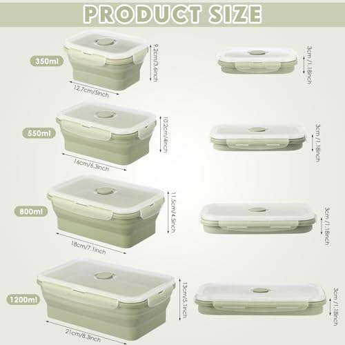8-Piece Collapsible Silicone Food Storage Set for RVs