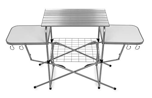 Camco Olympian Deluxe Portable Grill Table | Wide Surface Area | Perfect for Outdoor Cooking