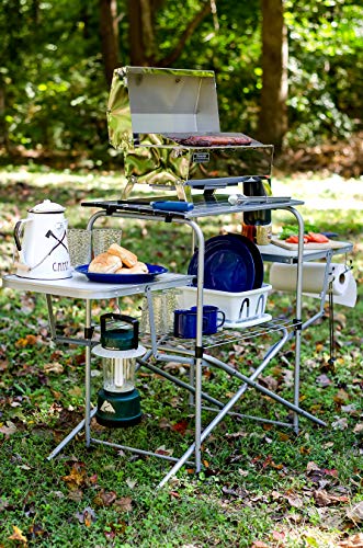 Camco Olympian Deluxe Portable Grill Table | Wide Surface Area | Perfect for Outdoor Cooking