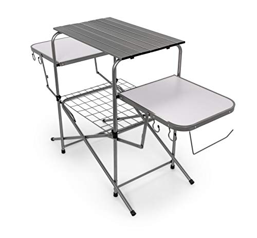 Camco Olympian Deluxe Portable Grill Table | Wide Surface Area | Perfect for Outdoor Cooking