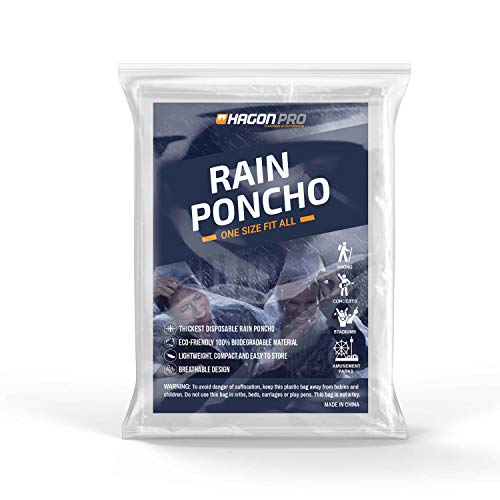 Hagon PRO Adult Disposable Rain Ponchos (5 Pack)