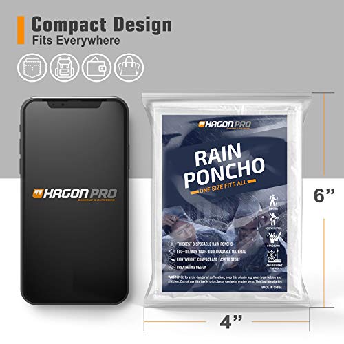 Hagon PRO Adult Disposable Rain Ponchos (5 Pack)