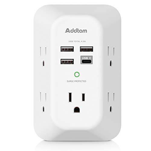 5 Outlet Surge Protector with 4 USB Ports