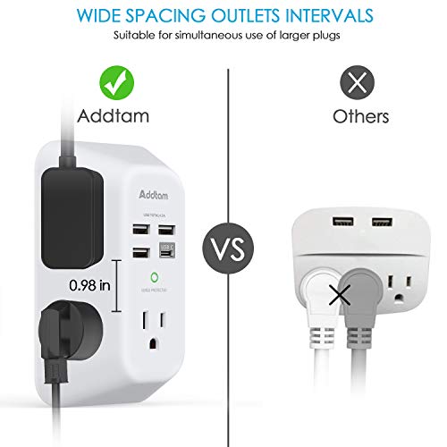 5 Outlet Surge Protector with 4 USB Ports