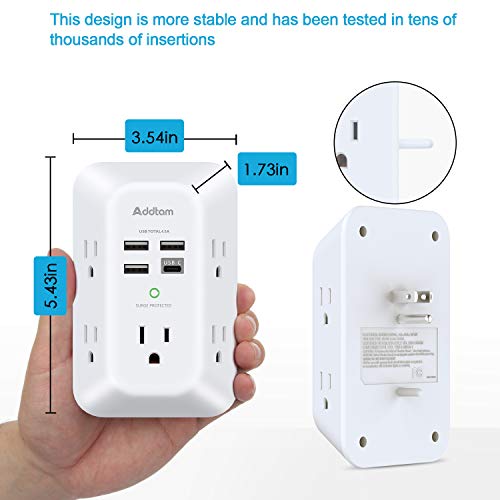 5 Outlet Surge Protector with 4 USB Ports