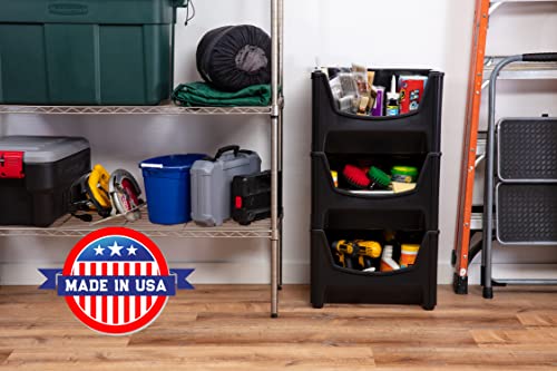Jumbo Stackable Storage Bins, Pack of 3, Black