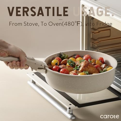 21pcs Nonstick Induction Cookware Set, Removable Handle, RV-Safe