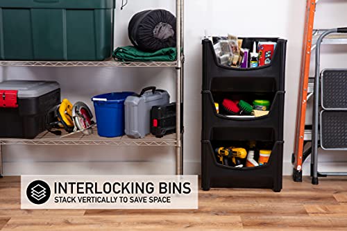 Jumbo Stackable Storage Bins, Pack of 3, Black