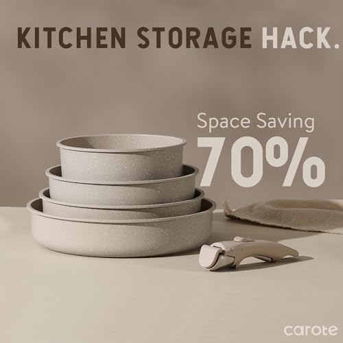 21pcs Nonstick Induction Cookware Set, Removable Handle, RV-Safe