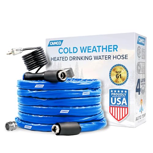 Camco 25-Ft Heated Water Hose for RV - Freeze Protection