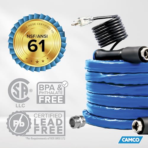 Camco 25-Ft Heated Water Hose for RV - Freeze Protection