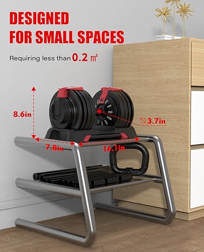 BaiYuan 3-In-1 Adjustable Dumbbell Set, 7-52lbs Free Weights
