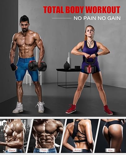 BaiYuan 3-In-1 Adjustable Dumbbell Set, 7-52lbs Free Weights