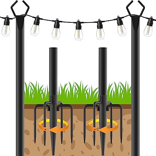 10FT Metal String Light Poles for Outdoor Use, 2 Pack