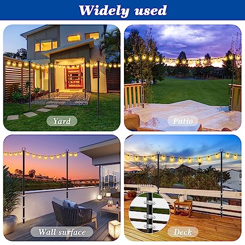 10FT Metal String Light Poles for Outdoor Use, 2 Pack