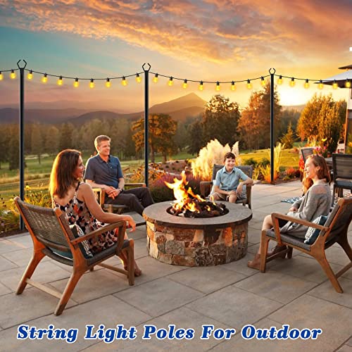 10FT Metal String Light Poles for Outdoor Use, 2 Pack