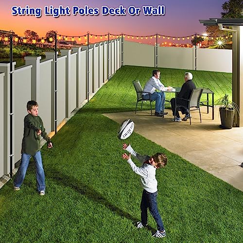 10FT Metal String Light Poles for Outdoor Use, 2 Pack