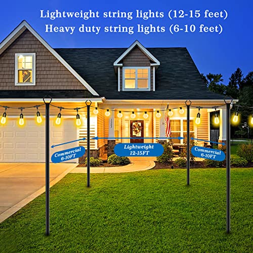 10FT Metal String Light Poles for Outdoor Use, 2 Pack
