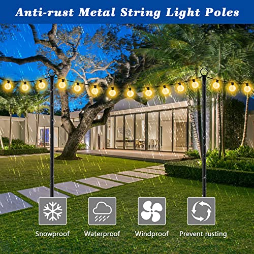 10FT Metal String Light Poles for Outdoor Use, 2 Pack