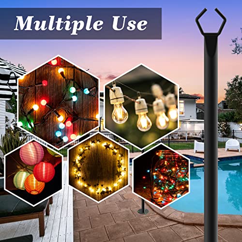 10FT Metal String Light Poles for Outdoor Use, 2 Pack