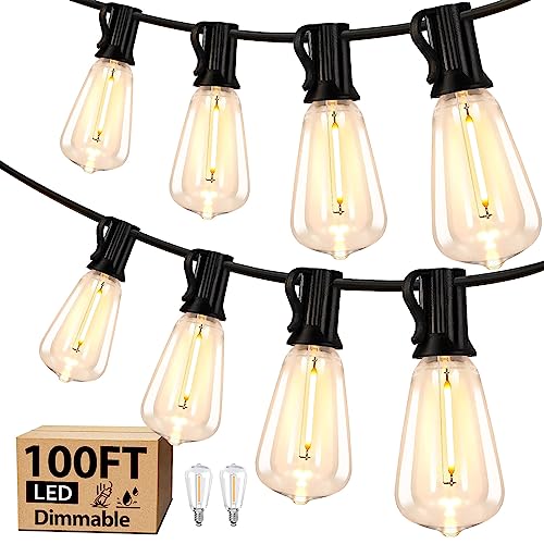 100FT LED string lights with dimmable Edison bulbs