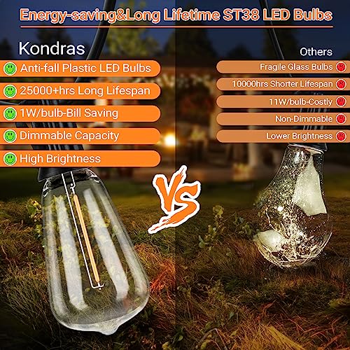 100FT LED string lights with dimmable Edison bulbs