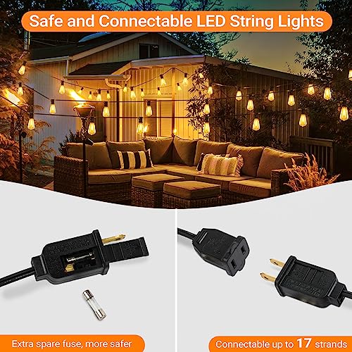 100FT LED string lights with dimmable Edison bulbs