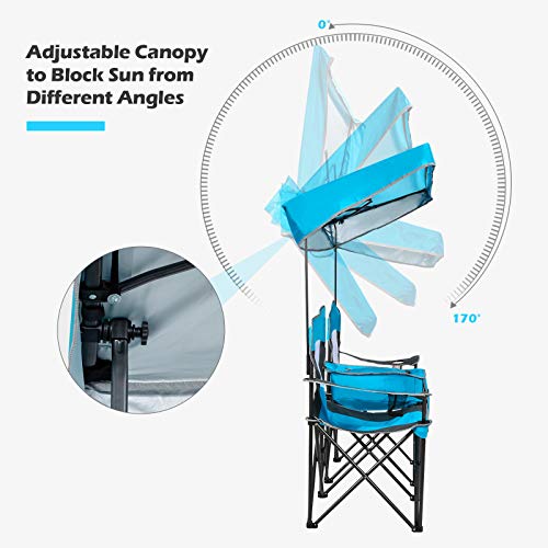 Safstar Double Camping Chair with Canopy Shade & Table