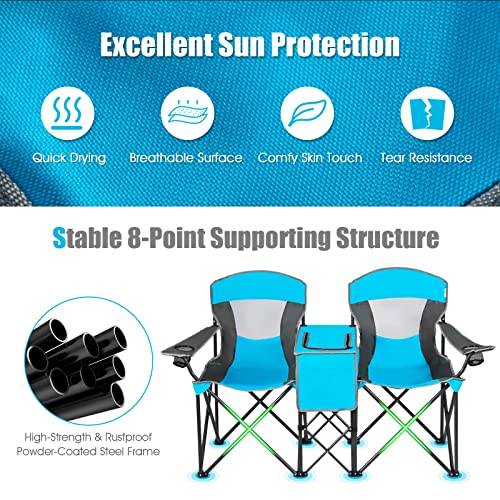 Safstar Double Camping Chair with Canopy Shade & Table