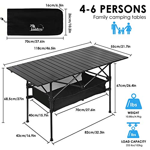 LEADALLWAY Portable Folding Camping Table with Storage Bags