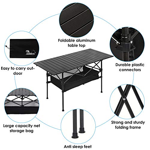 LEADALLWAY Portable Folding Camping Table with Storage Bags
