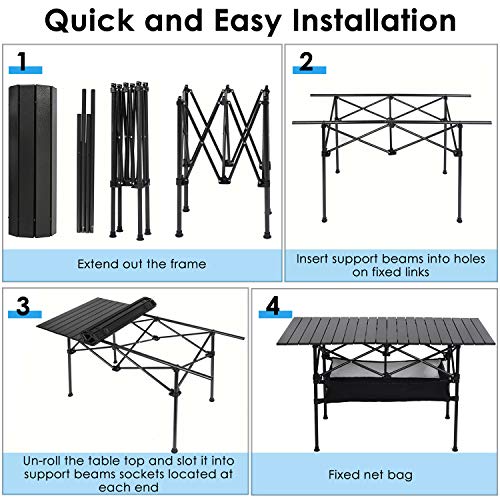 LEADALLWAY Portable Folding Camping Table with Storage Bags