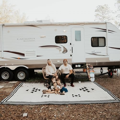 Reversible Waterproof Outdoor RV Mat - Boho Aztec