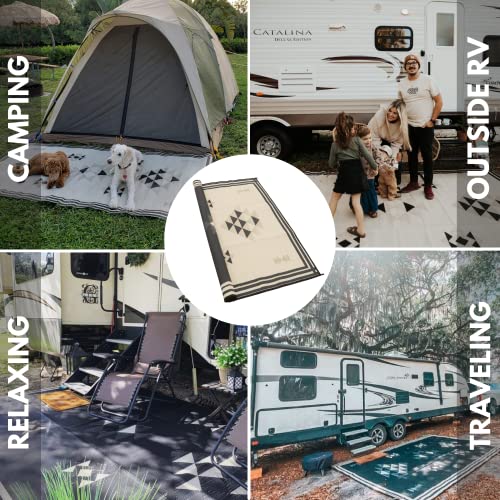 Reversible Waterproof Outdoor RV Mat - Boho Aztec