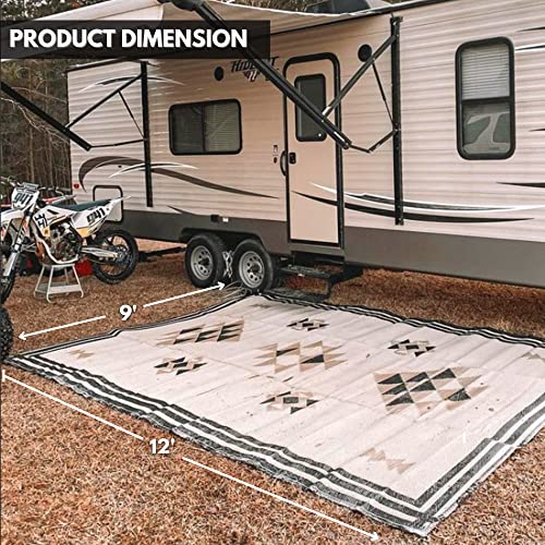 Reversible Waterproof Outdoor RV Mat - Boho Aztec