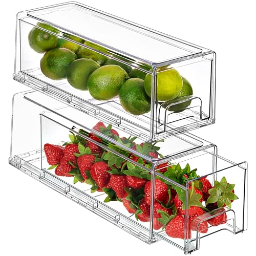 Clear Stackable Fridge Drawers for RV Organization (2-Pack)
