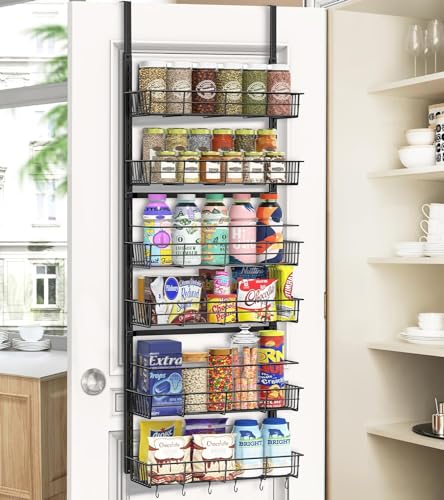 Over-the-Door Pantry Organizer with Adjustable Baskets - Black