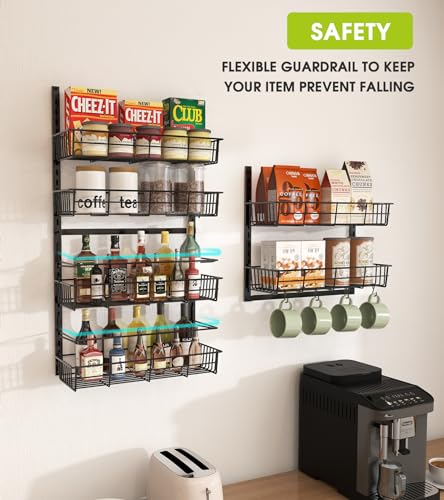 Over-the-Door Pantry Organizer with Adjustable Baskets - Black