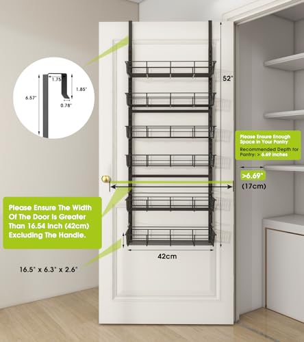 Over-the-Door Pantry Organizer with Adjustable Baskets - Black